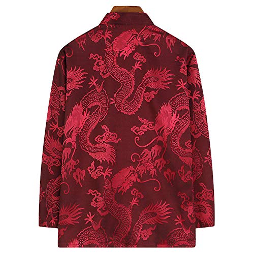 wecotton Tang Suit Men Hanfu Chinese Traditional Clothes Kung Fu Shirt Uniform Long Sleeved Coat Tops and Pants