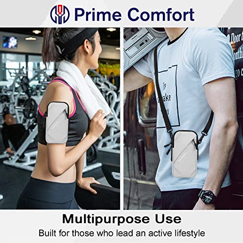 Cell Phone Holder, Small Crossbody Shoulder Holsters Bag with Arm Band, Fits iPhone and Android, Use for Running, Walking, Hiking & Biking (6.7 Inches, Red)