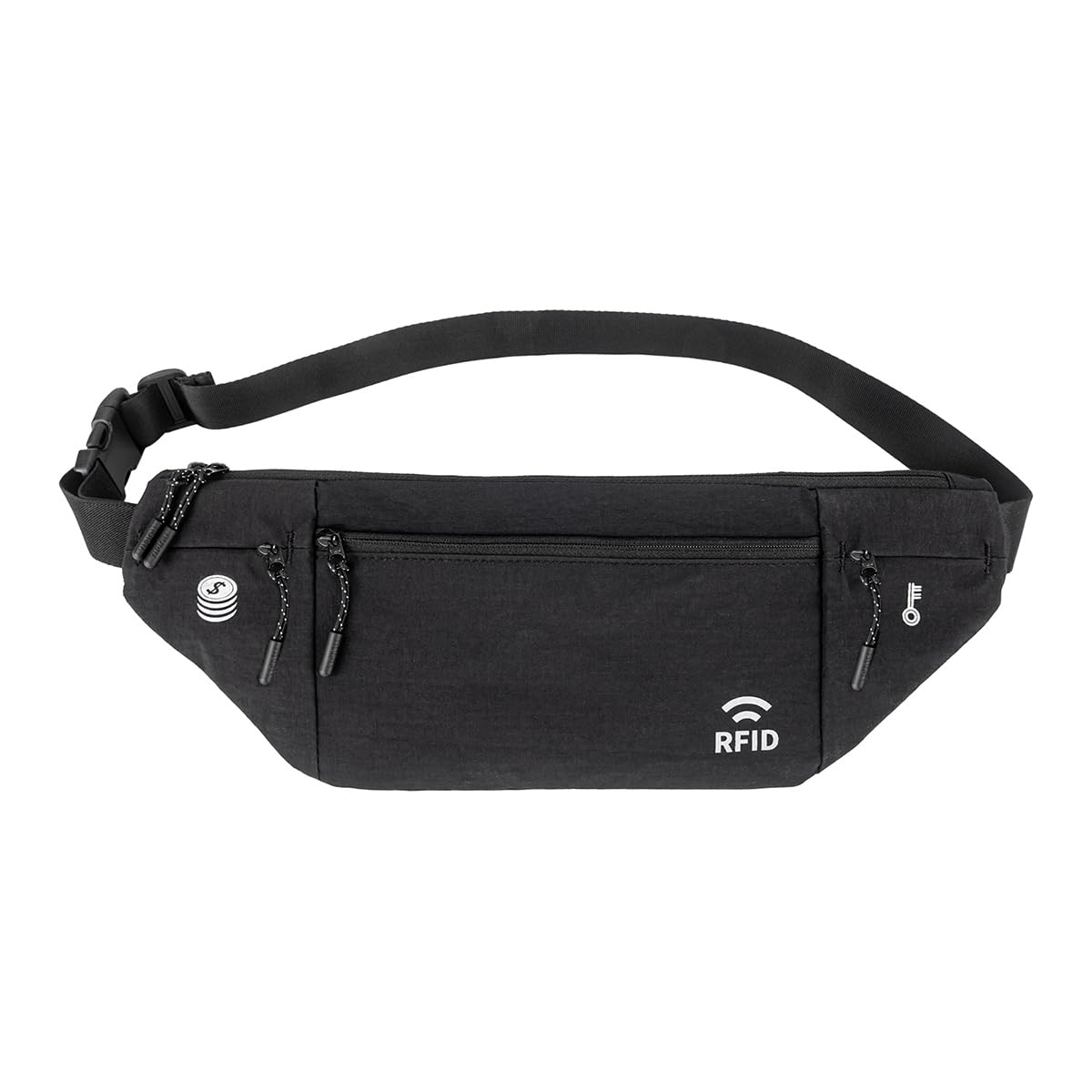 Travel Money Belt for Men and Women hidden slim passport holder - travel wallet with RFID blocking under clothes to protect Cash, Credit Cards and Documents (BLACK)