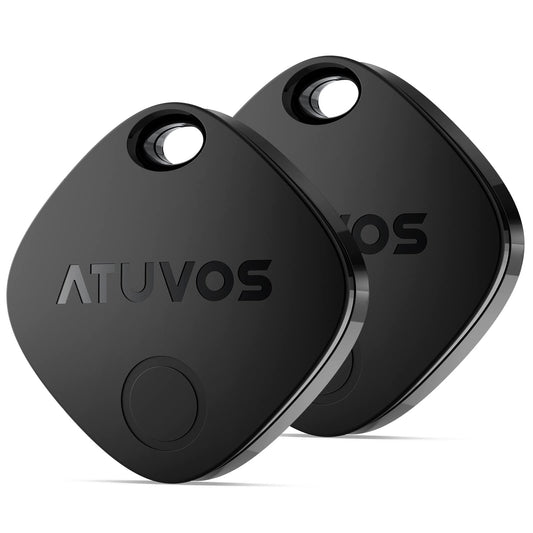 ATUVOS Air Tags-4 Pack, Bluetooth Luggage Tracker Works with Apple Find My APP (iOS Only, Not for Android), Keys Finder and Item Locator for Luggage, Backpack, Suitcases, Replaceable Battery (Black)