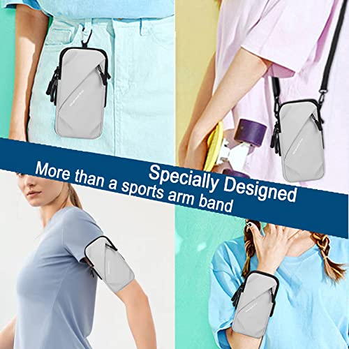 Cell Phone Holder, Small Crossbody Shoulder Holsters Bag with Arm Band, Fits iPhone and Android, Use for Running, Walking, Hiking & Biking (6.7 Inches, Red)