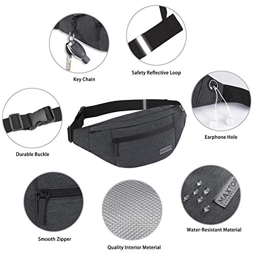 MAXTOP Large Crossbody Fanny Pack with 4-Zipper Pockets,Gifts for Enjoy Sports Festival Workout Traveling Running Casual Hands-Free Wallets Waist Pack Phone Bag Carrying All Phones