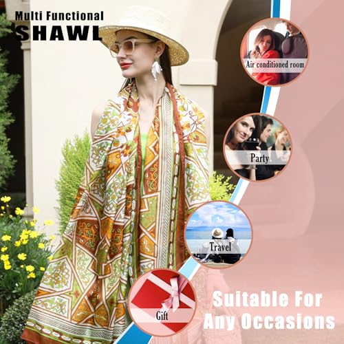 DANA XU 100% Mulberry Satin Silk Summer Travel Scarf Extra Large Women Floral Shawl Oversize Soft Wraps For Evening Dresses