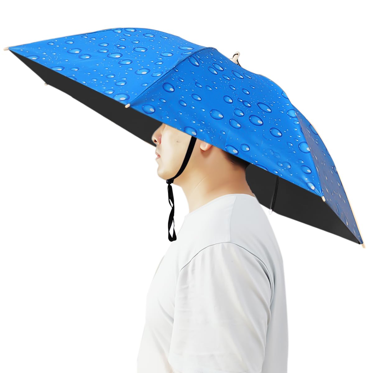 Umbrella Hat, 37 inch Fishing Umbrella Hat Hands Free Foldable UV Protection Umbrella Cap Adjustable Headwear for Fishing Golf Camping Beach Gardening Sunshade Outdoor