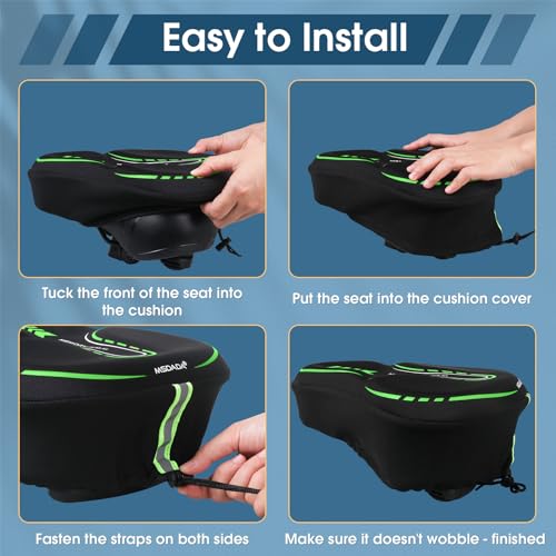 MSDADA New Large Gel Bike Seat Cover, Extra Soft Bike Seat Cushion for Men Women Comfort Wide, Fits Indoor/Outdoor/Exercise Bikes (11.22 inch x 10.03 inch)