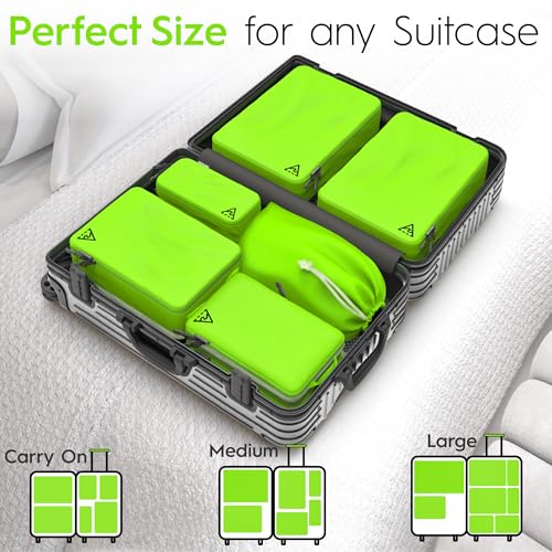 8 Set/4 Set Deluxe Compression Packing Cubes Travel - Maximize Space In Luggage With Patented HybridMax Double Capacity Design, Luxury Compressible Packing Cubes For Travel, Large, Small, & Medium