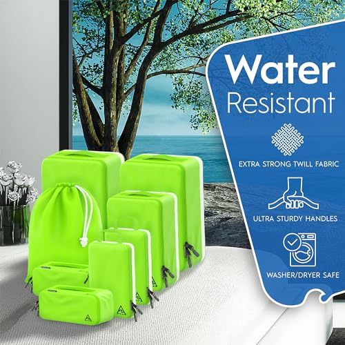 8 Set/4 Set Deluxe Compression Packing Cubes Travel - Maximize Space In Luggage With Patented HybridMax Double Capacity Design, Luxury Compressible Packing Cubes For Travel, Large, Small, & Medium