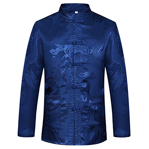 wecotton Tang Suit Men Hanfu Chinese Traditional Clothes Kung Fu Shirt Uniform Long Sleeved Coat Tops and Pants