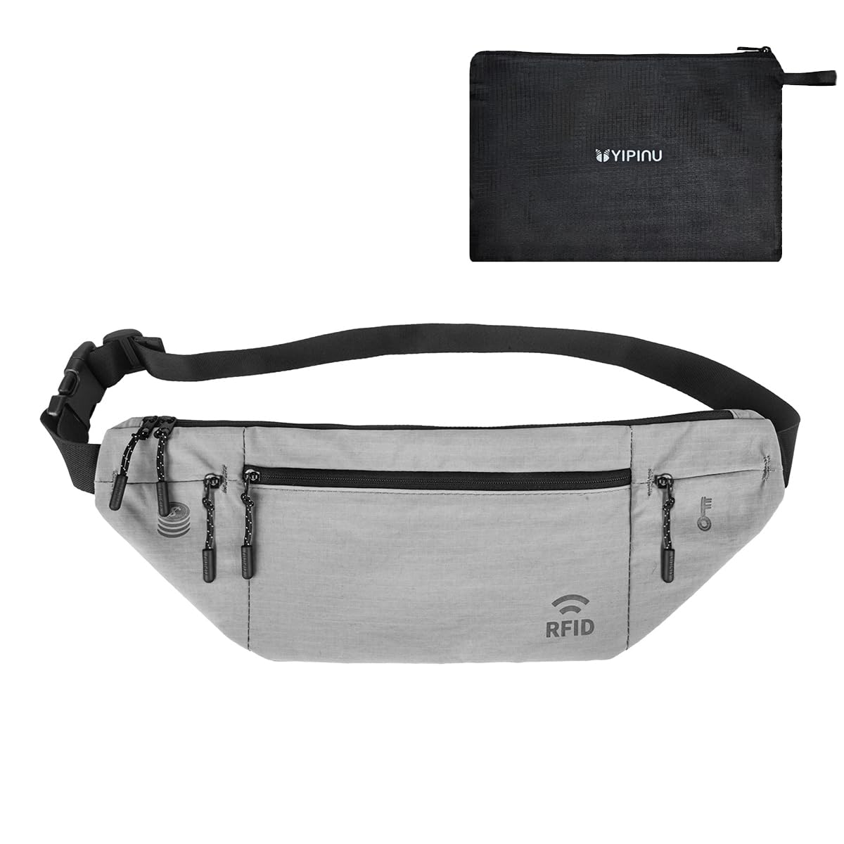 Travel Money Belt for Men and Women hidden slim passport holder - travel wallet with RFID blocking under clothes to protect Cash, Credit Cards and Documents (BLACK)