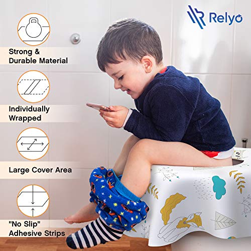 Toilet Seat Covers Disposable - 20 Pack - Waterproof, Ideal for Kids and Adults – Extra Large, Individually Wrapped for Travel, Toddlers Potty Training in Public Restrooms (Waves, 20)