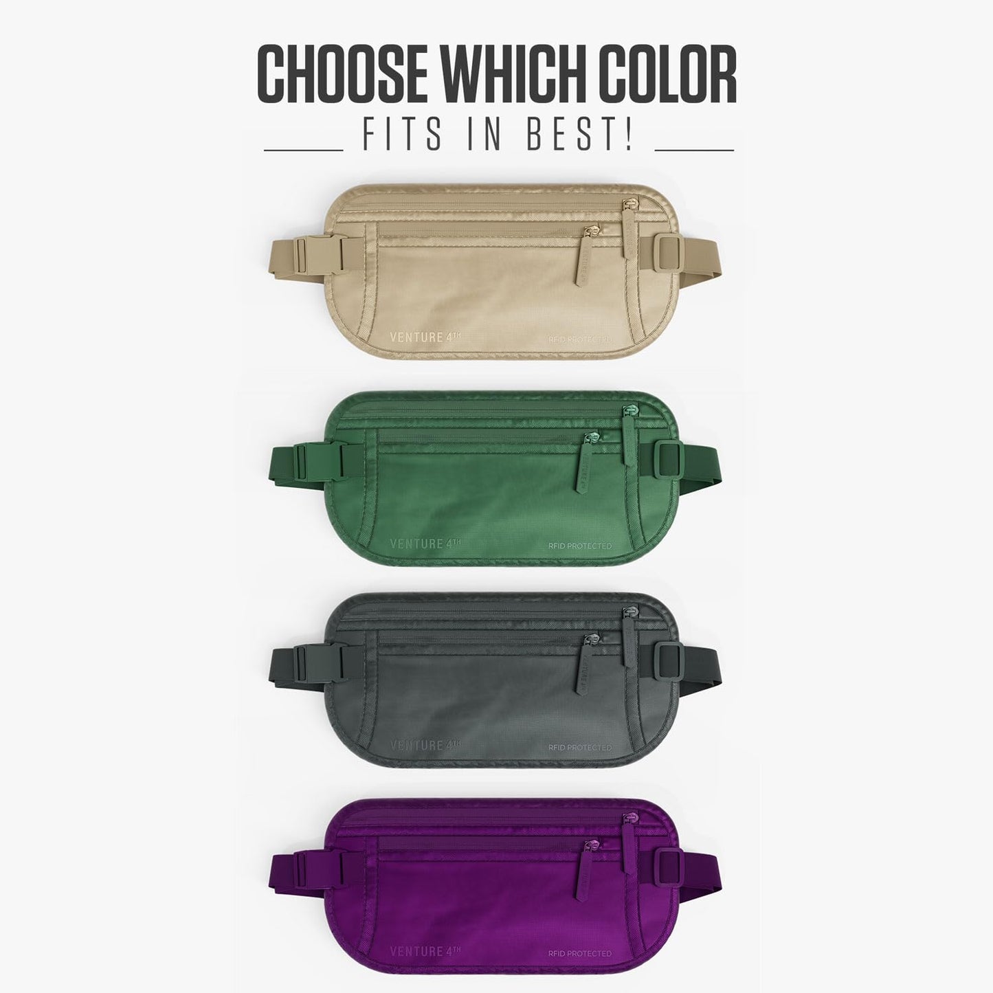 VENTURE 4TH Travel Money Belt - RFID Blocking (Gray)