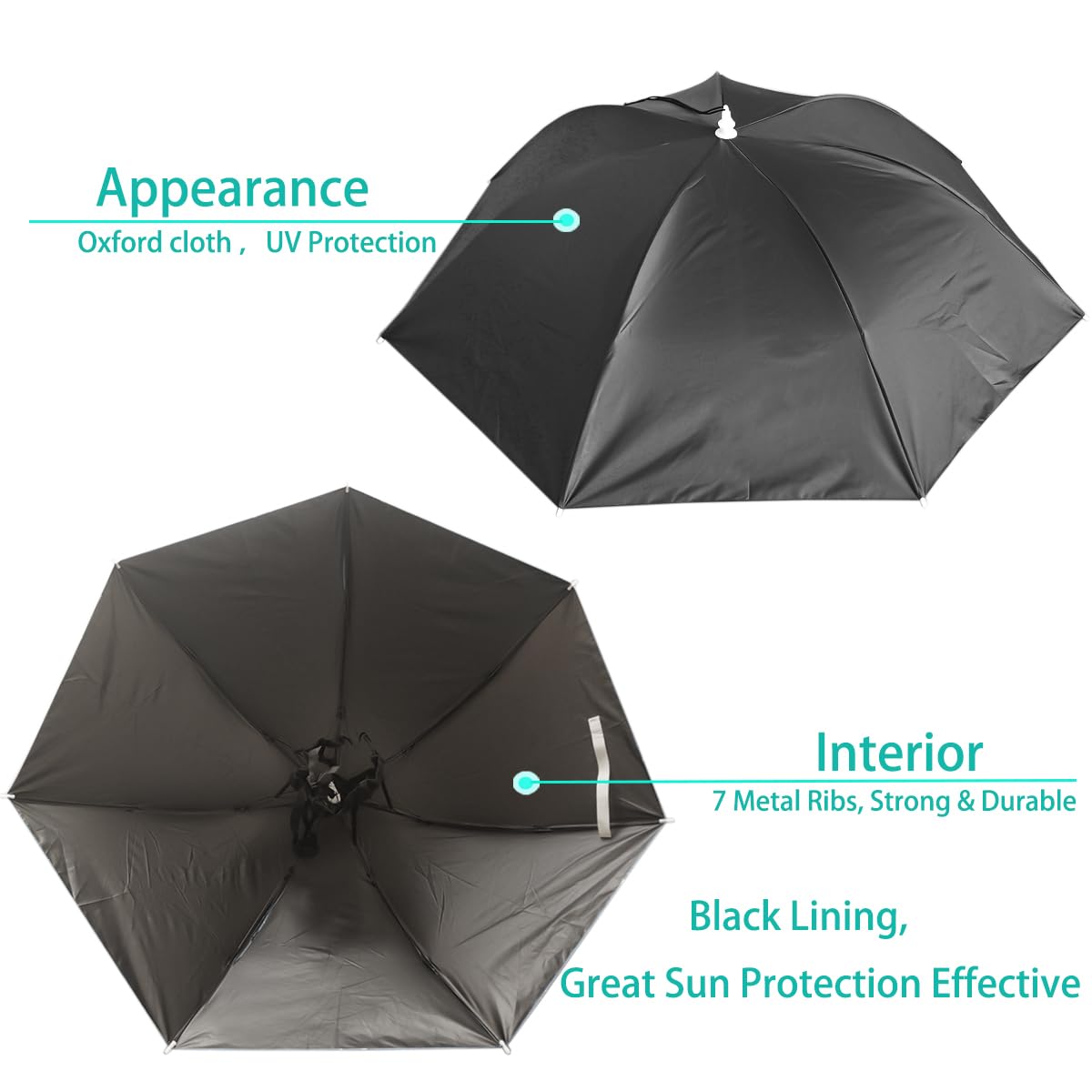 Umbrella Hat, 37 inch Fishing Umbrella Hat Hands Free Foldable UV Protection Umbrella Cap Adjustable Headwear for Fishing Golf Camping Beach Gardening Sunshade Outdoor