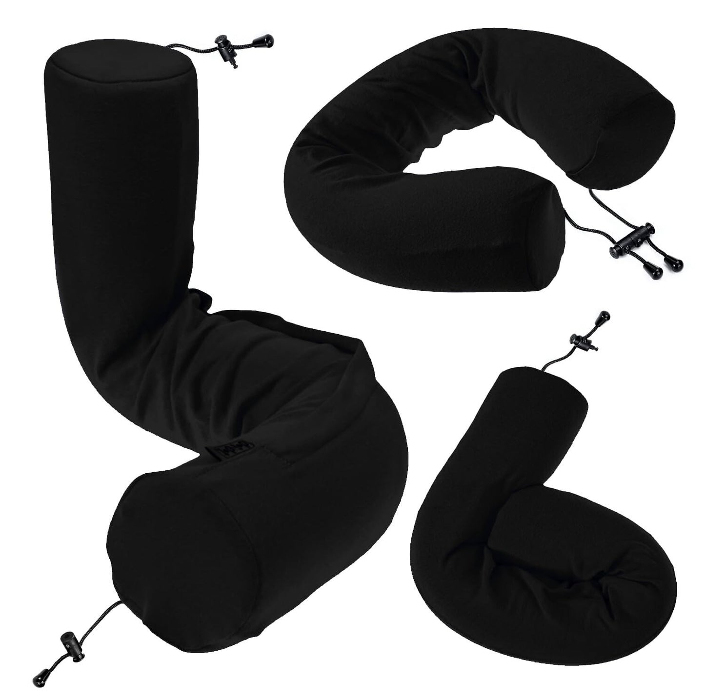 Dot&Dot Twist Memory Foam Travel Pillow for Airplanes - Travel Neck Pillow for Sleeping - Airplane Pillow for Neck Support, Chin, Lumbar and Leg - Adjustable, Bendable Neck Roll Pillow