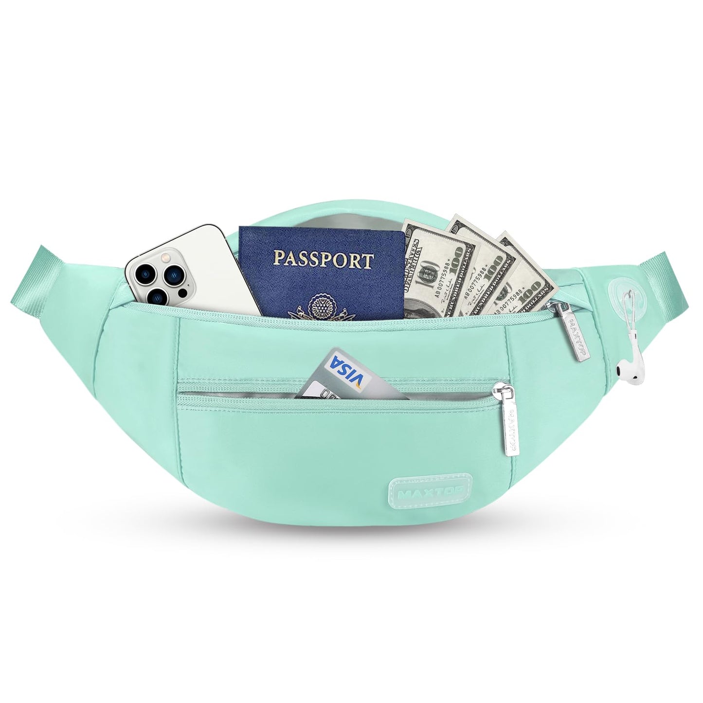 MAXTOP Large Crossbody Fanny Pack with 4-Zipper Pockets,Gifts for Enjoy Sports Festival Workout Traveling Running Casual Hands-Free Wallets Waist Pack Phone Bag Carrying All Phones