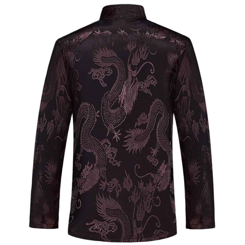 wecotton Tang Suit Men Hanfu Chinese Traditional Clothes Kung Fu Shirt Uniform Long Sleeved Coat Tops and Pants