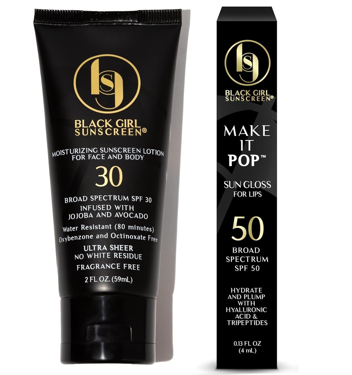 BLACK GIRL SUNSCREEN - Ultimate Sun Protection Kit - SPF 30 Sunscreen Lotion for Face & Body Plus SPF 50 Lip Sungloss for Melanin-Rich Skin