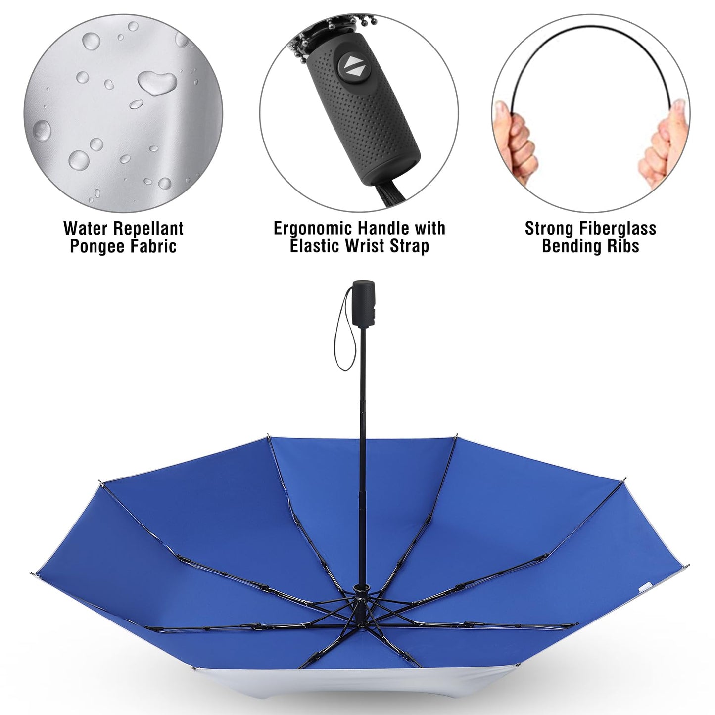 G4Free UPF 50+ UV Protection Large Travel Umbrella 42/46 Inch Auto Open Close Windproof Sun Blocking Umbrella