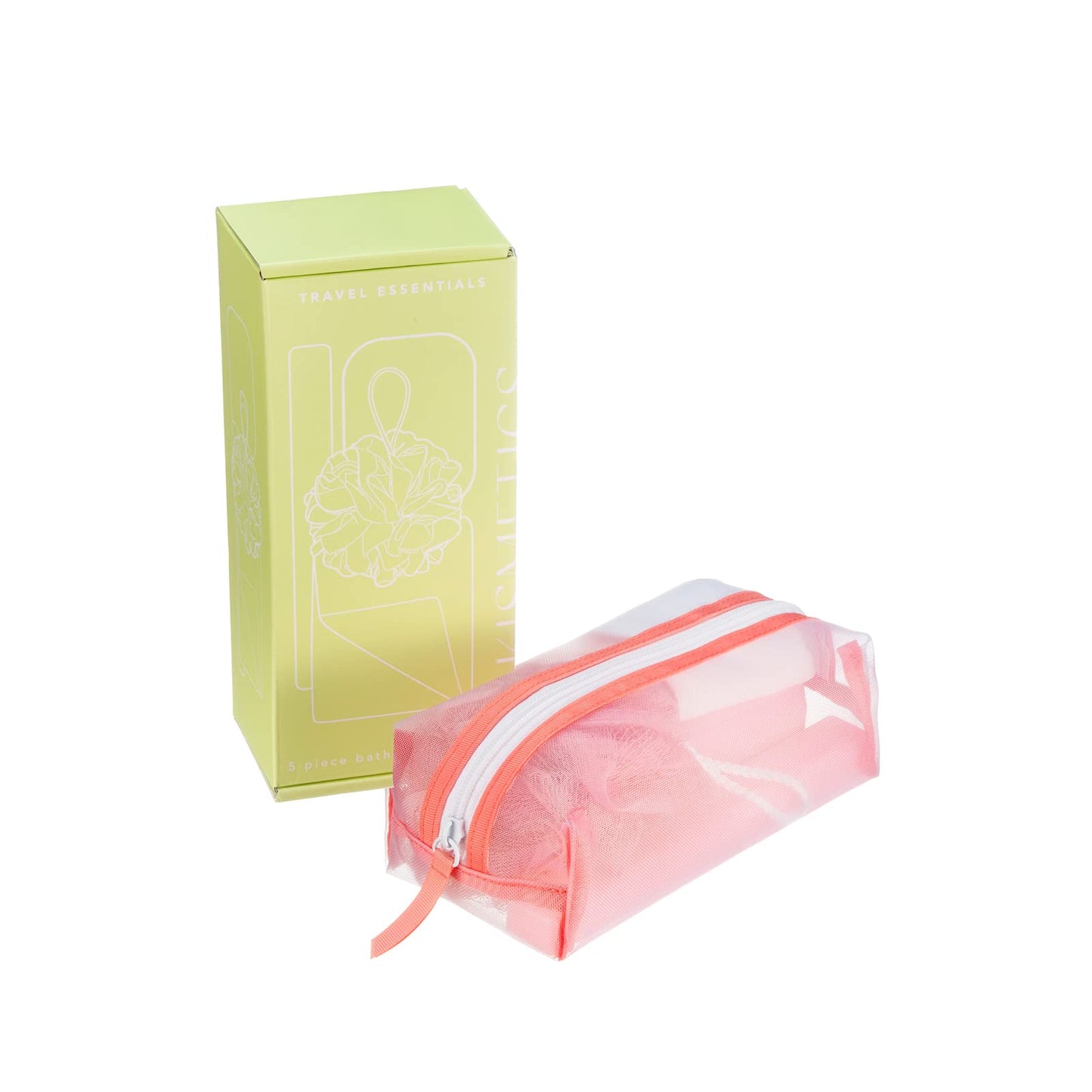 Travel Essentials 5 Piece Bath Accessory Kit, Bath Accessories with Toiletry Bag, Doop Kit (Lime)