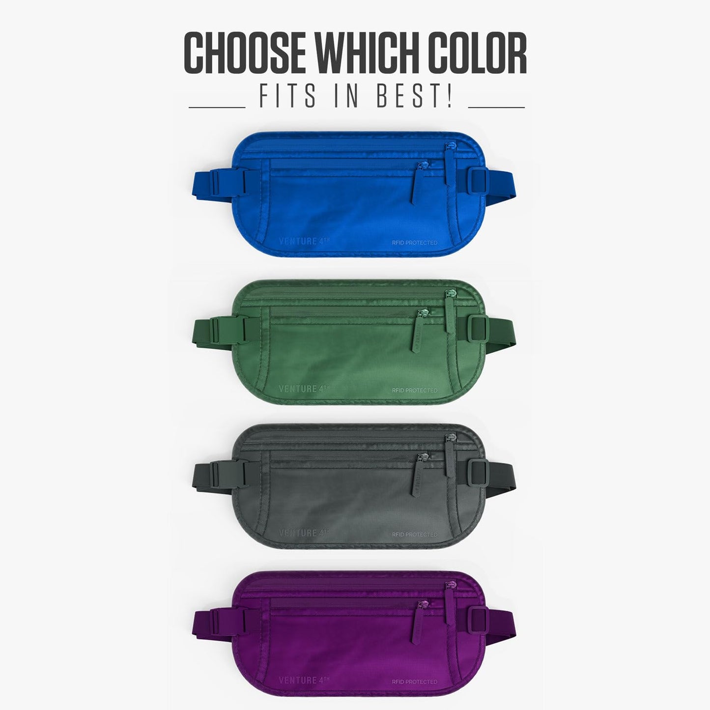 VENTURE 4TH Travel Money Belt - RFID Blocking (Gray)