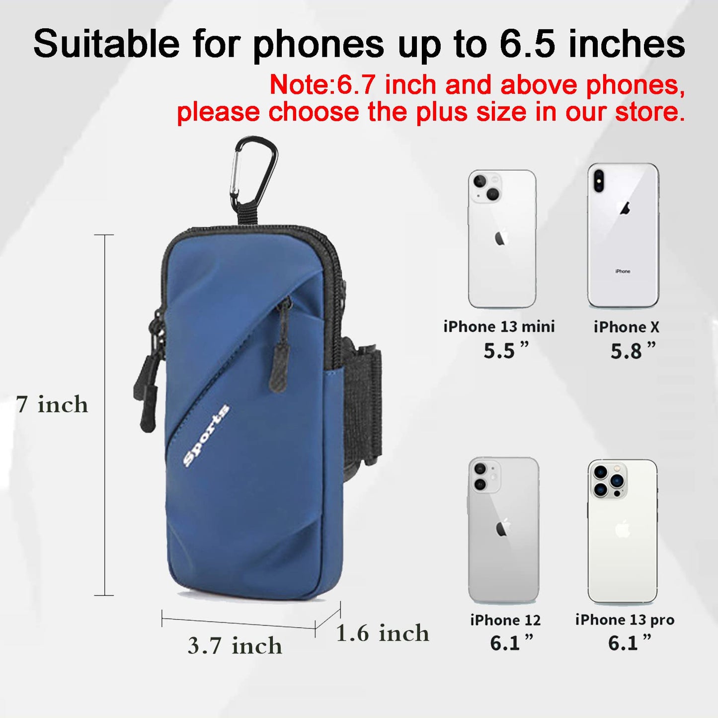 Cell Phone Holder, Small Crossbody Shoulder Holsters Bag with Arm Band, Fits iPhone and Android, Use for Running, Walking, Hiking & Biking (6.7 Inches, Red)