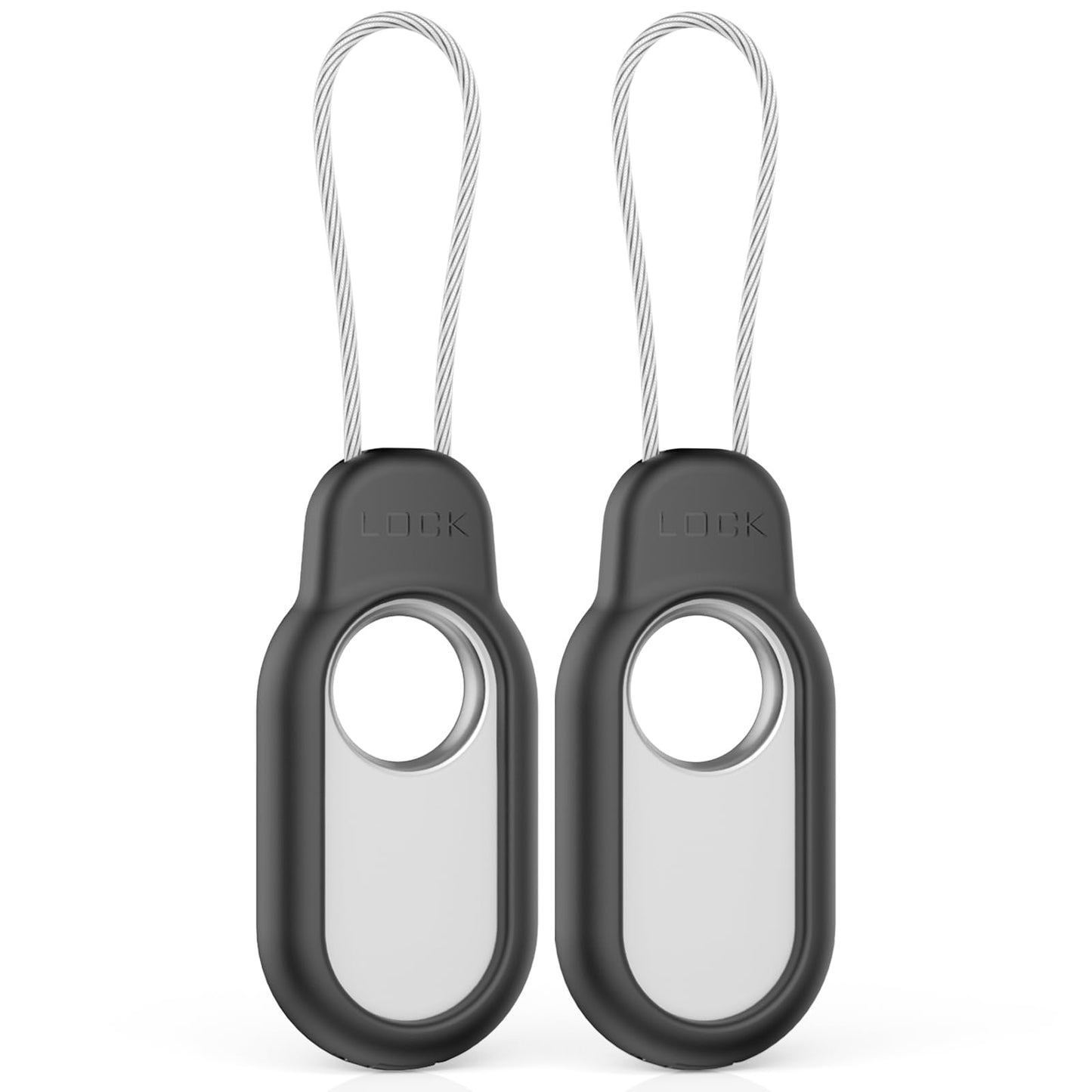 2 Pack Compatible with Samsung Galaxy Smart Tag 2 Case TUDIOW Secure Holder with Wire Cable Lock for Smart Tag 2 Anti-Lost Protective Cover for Samsung Galaxy SmartTag 2 (Black+White)