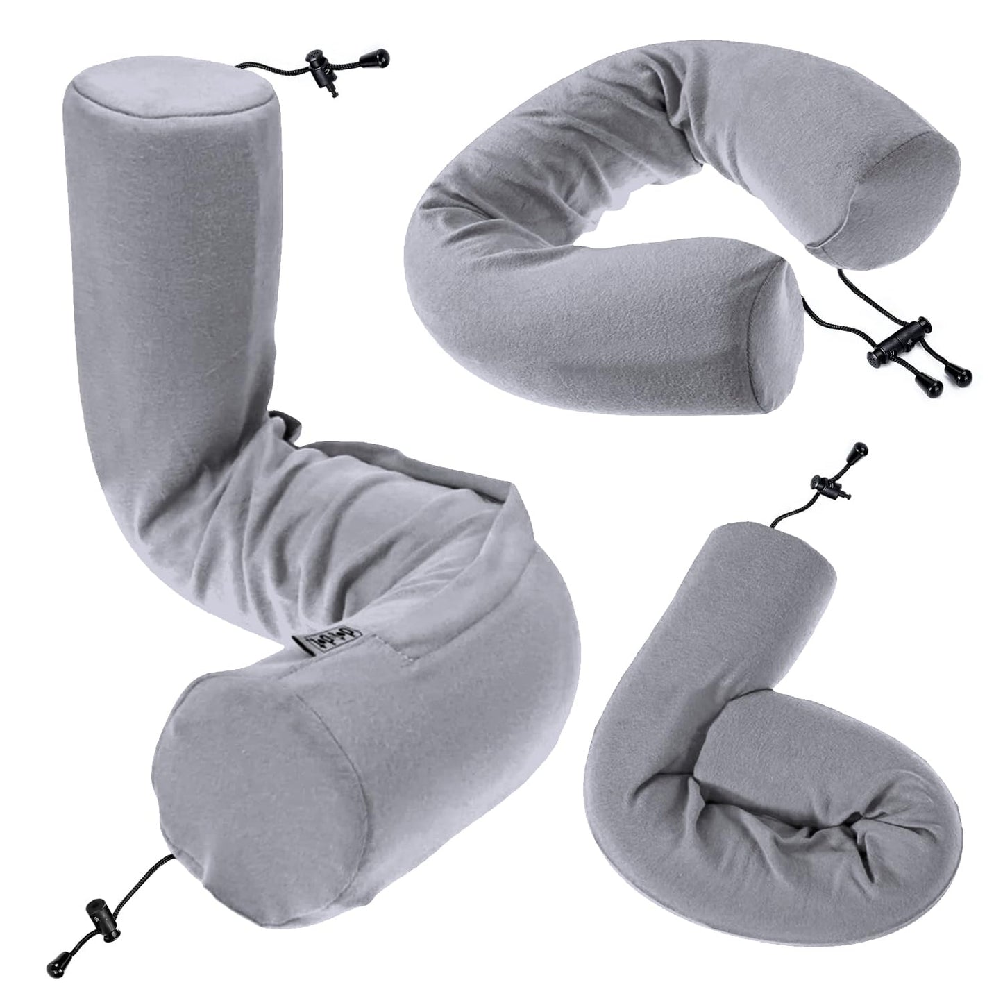 Dot&Dot Twist Memory Foam Travel Pillow for Airplanes - Travel Neck Pillow for Sleeping - Airplane Pillow for Neck Support, Chin, Lumbar and Leg - Adjustable, Bendable Neck Roll Pillow