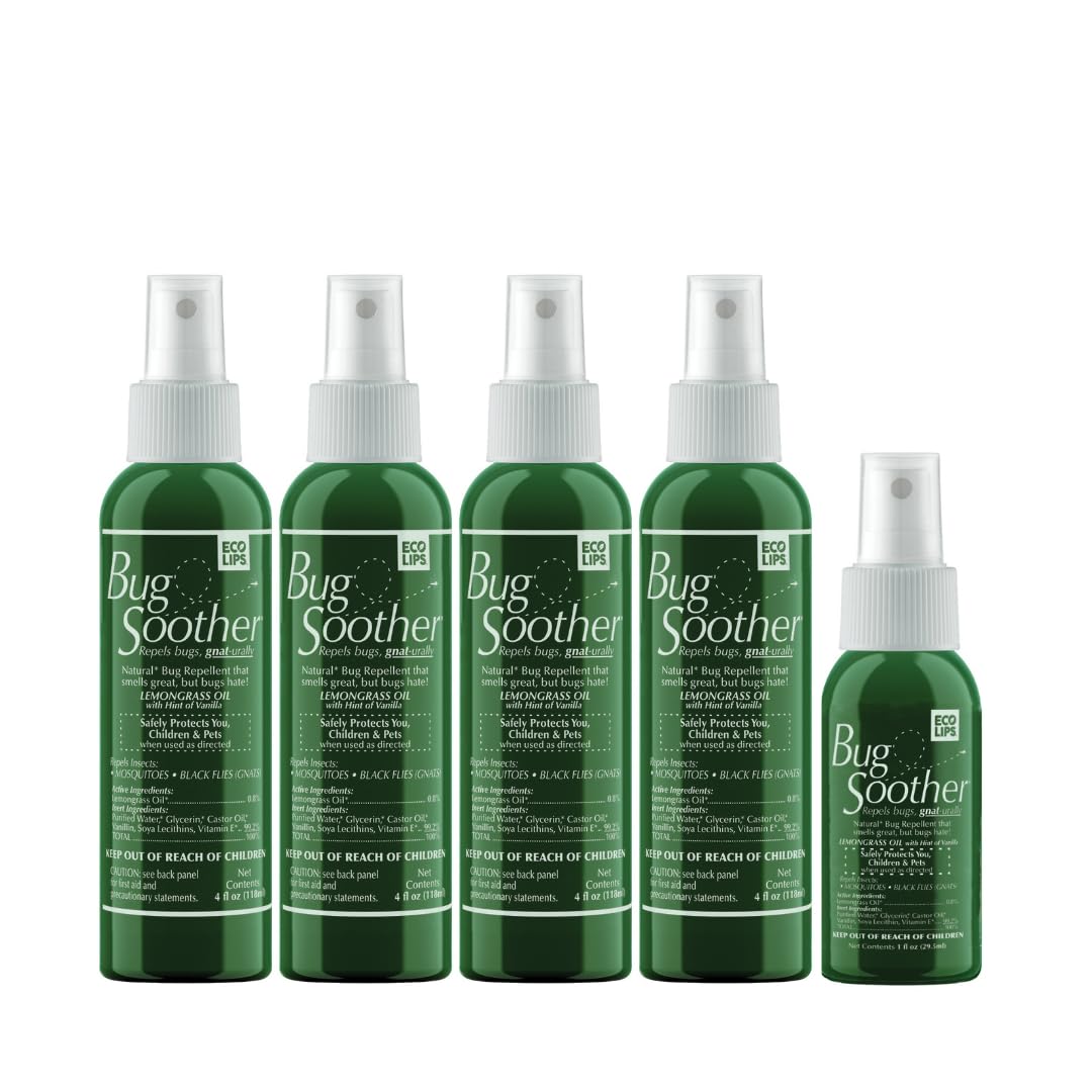 Bug Soother Spray (3, 4oz) - Natural Mosquito, Gnat & Insect Deterrent & Repellent with Essential Oils - 100% DEET-Free Safe for Adults, Babies, Pets, & Environment - Made in USA - Includes 1 oz