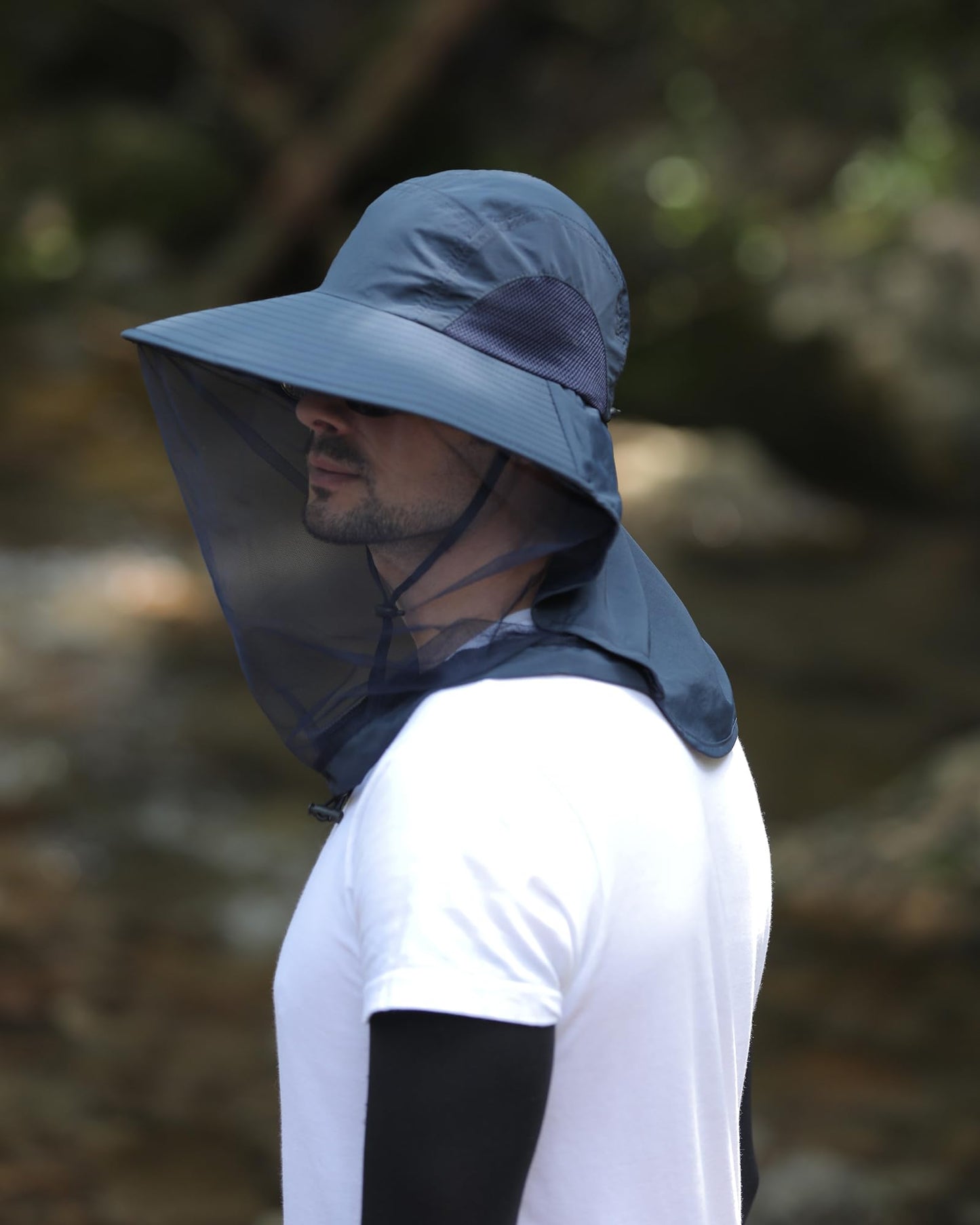Womens Sun Hat Outdoor UV Protection Wide Brim Fishing Hat with Ponytail Hole Neck Flap for Beach Hiking Camping