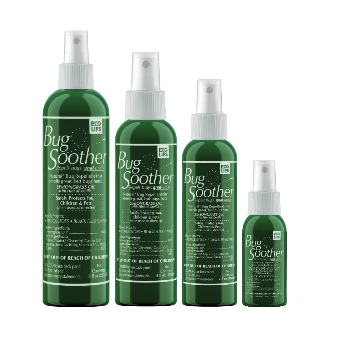Bug Soother Spray (3, 4oz) - Natural Mosquito, Gnat & Insect Deterrent & Repellent with Essential Oils - 100% DEET-Free Safe for Adults, Babies, Pets, & Environment - Made in USA - Includes 1 oz