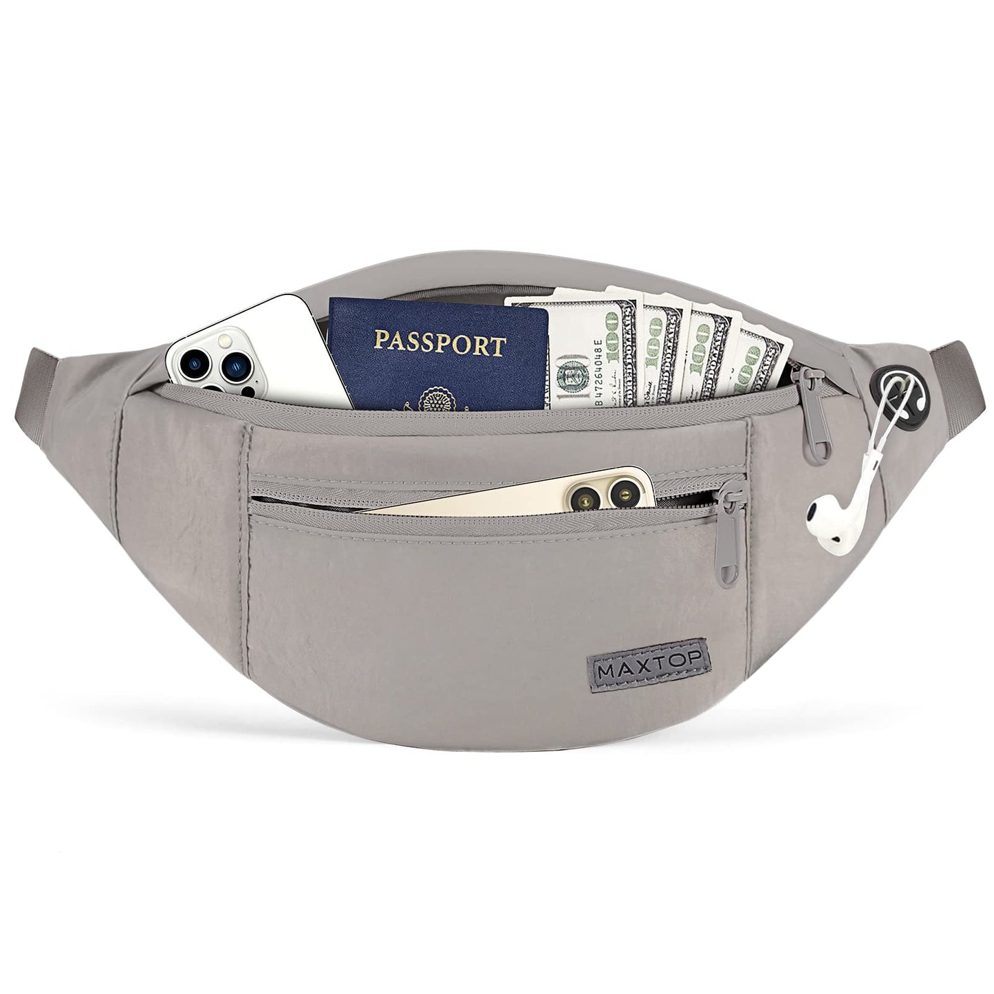 MAXTOP Large Crossbody Fanny Pack with 4-Zipper Pockets,Gifts for Enjoy Sports Festival Workout Traveling Running Casual Hands-Free Wallets Waist Pack Phone Bag Carrying All Phones