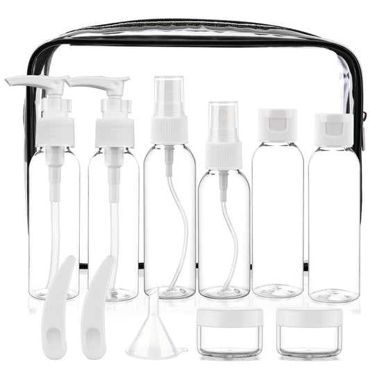 Cosywell Travel Size Bottles for Toiletries 13 Pack 2oz TSA Approved Toiletry Bottles Leak Proof Travel Kit for Women Men TSA Clear Toiletry Bag Shampoo Lotion Skincare Cosmetic Container
