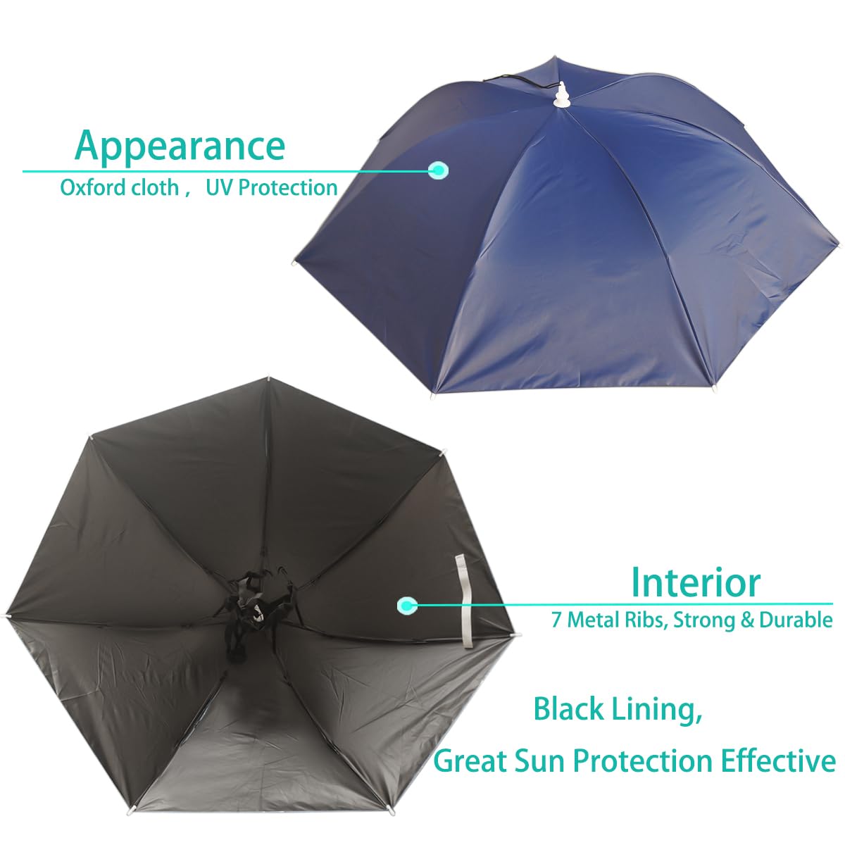 Umbrella Hat, 37 inch Fishing Umbrella Hat Hands Free Foldable UV Protection Umbrella Cap Adjustable Headwear for Fishing Golf Camping Beach Gardening Sunshade Outdoor