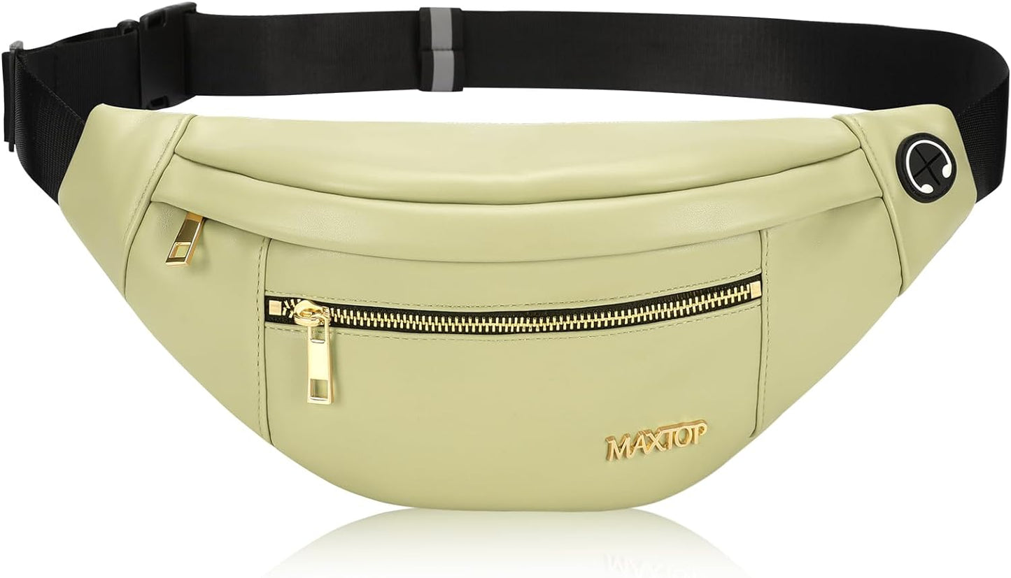 MAXTOP Large Crossbody Fanny Pack with 4-Zipper Pockets,Gifts for Enjoy Sports Festival Workout Traveling Running Casual Hands-Free Wallets Waist Pack Phone Bag Carrying All Phones