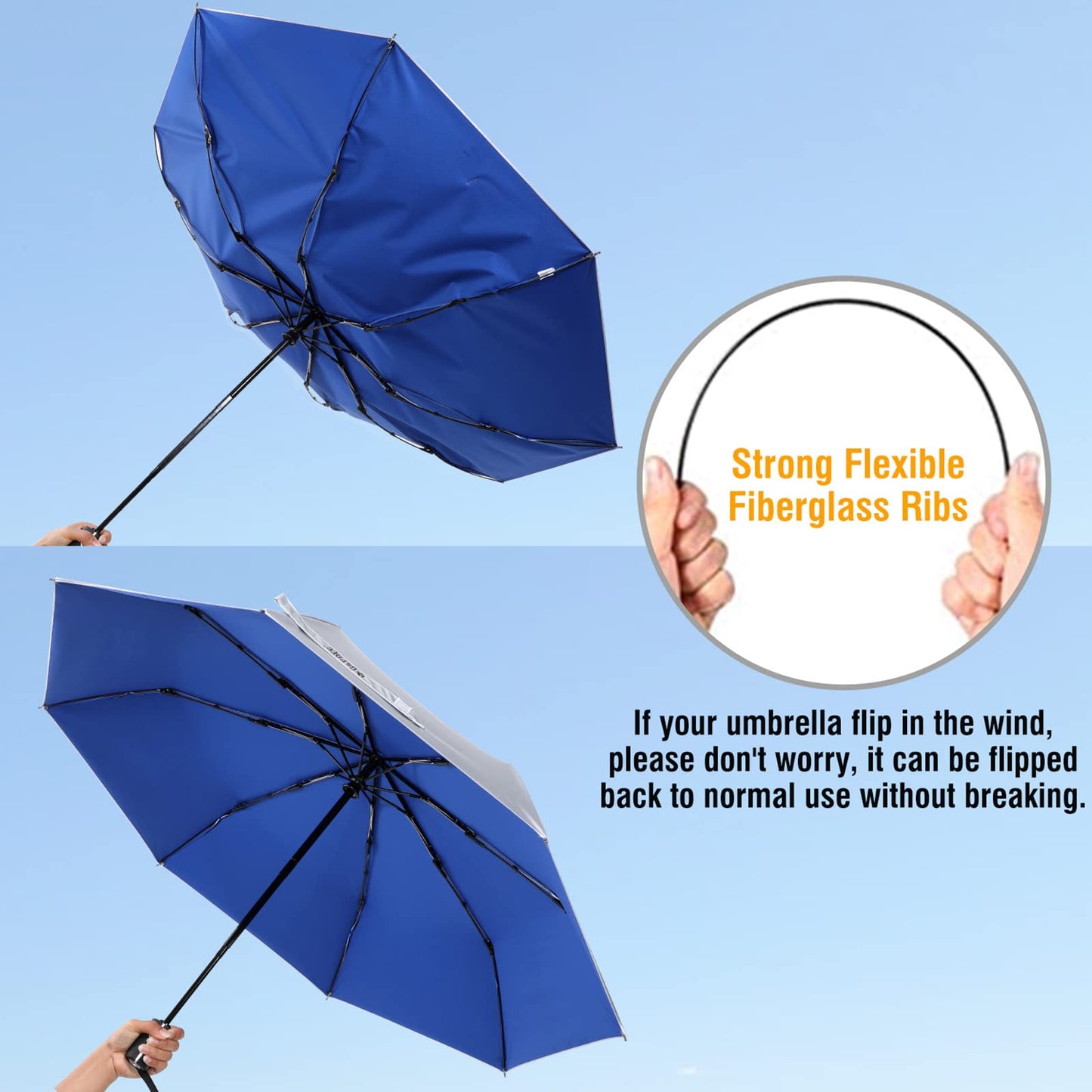 G4Free UPF 50+ UV Protection Large Travel Umbrella 42/46 Inch Auto Open Close Windproof Sun Blocking Umbrella