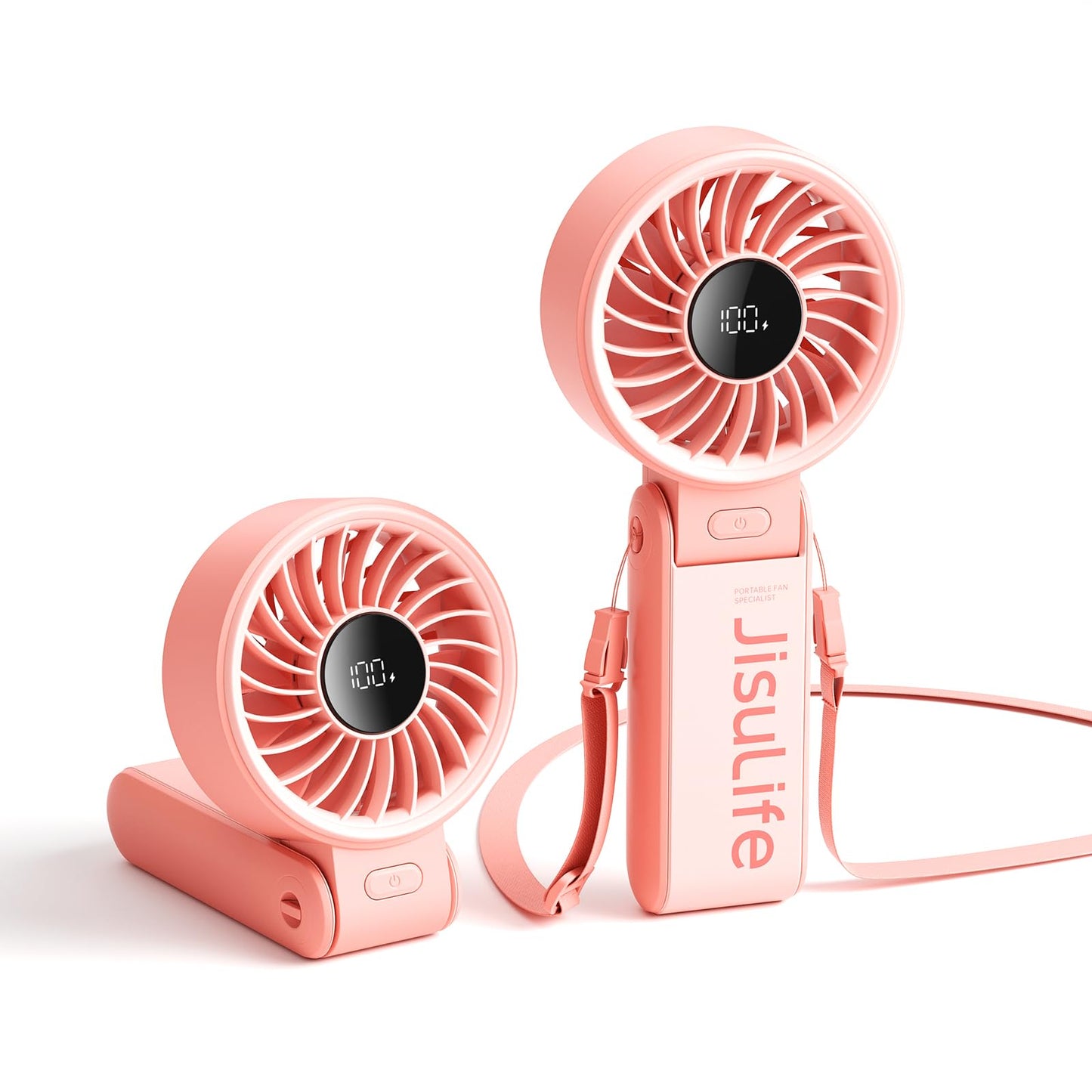 JISULIFE Handheld Fan Life7 – Ultimate Flexibility: High-Power Motor, LED Display, 19.5 Hrs Cooling, 5000mAh Rechargeable, 5-Speed, Foldable Design, 3-IN-1 Portable Fan for Travel Cruise Beach(Black)