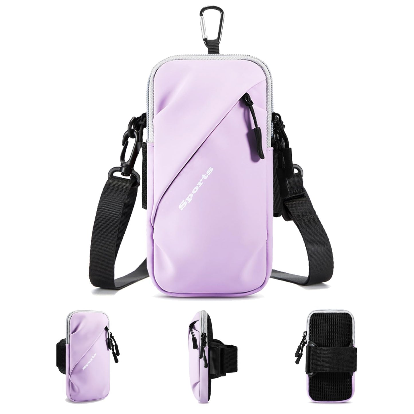 Cell Phone Holder, Small Crossbody Shoulder Holsters Bag with Arm Band, Fits iPhone and Android, Use for Running, Walking, Hiking & Biking (6.7 Inches, Red)
