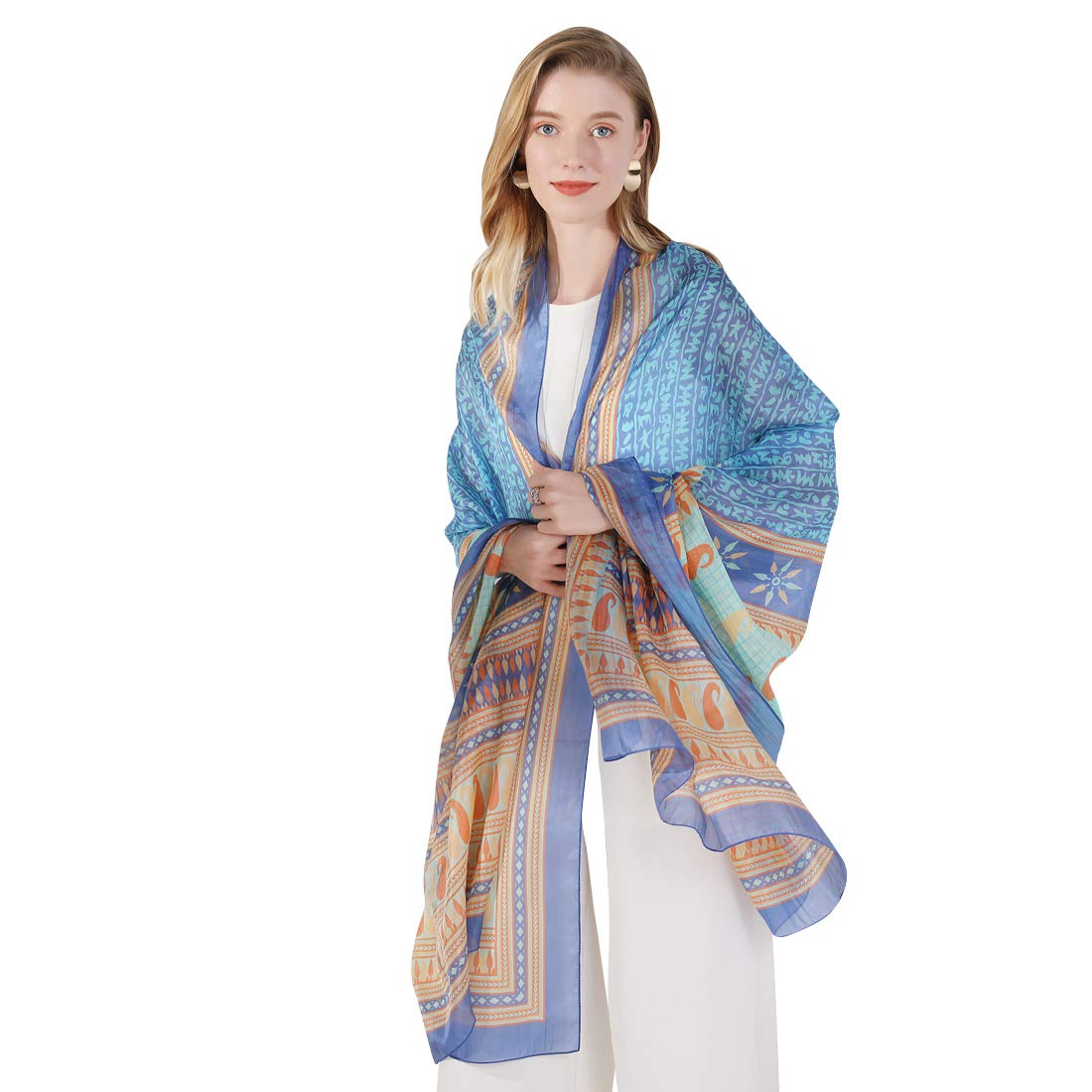 DANA XU 100% Mulberry Satin Silk Summer Travel Scarf Extra Large Women Floral Shawl Oversize Soft Wraps For Evening Dresses