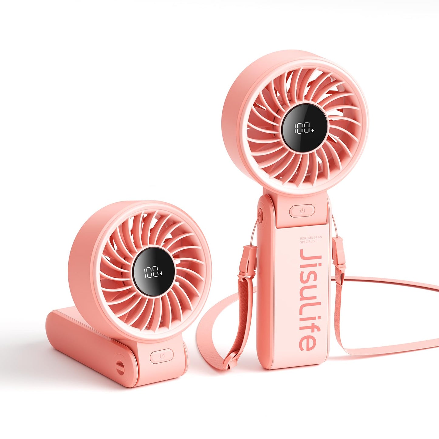 JISULIFE Handheld Fan Life7 – Ultimate Flexibility: High-Power Motor, LED Display, 19.5 Hrs Cooling, 5000mAh Rechargeable, 5-Speed, Foldable Design, 3-IN-1 Portable Fan for Travel Cruise Beach(Black)