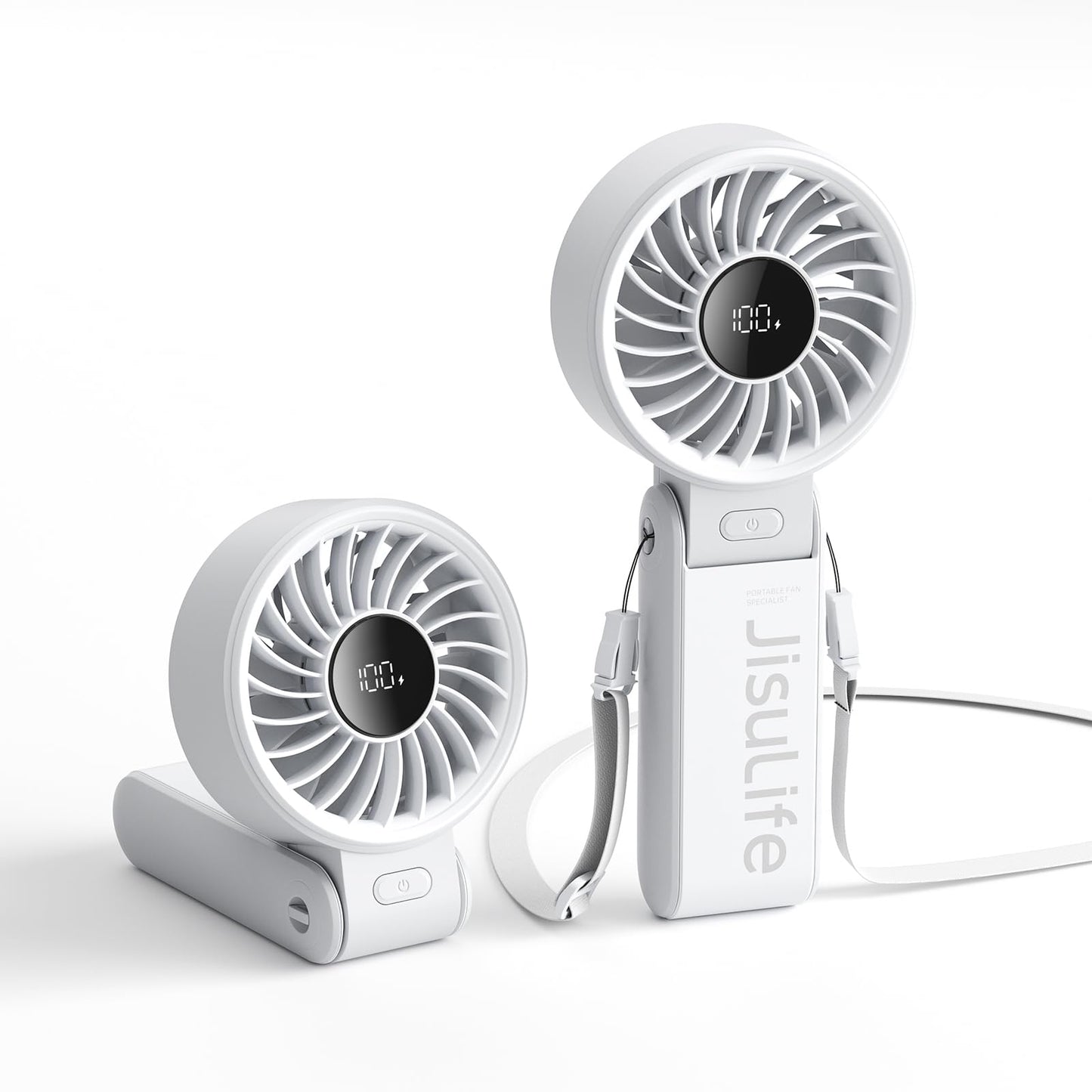 JISULIFE Handheld Fan Life7 – Ultimate Flexibility: High-Power Motor, LED Display, 19.5 Hrs Cooling, 5000mAh Rechargeable, 5-Speed, Foldable Design, 3-IN-1 Portable Fan for Travel Cruise Beach(Black)