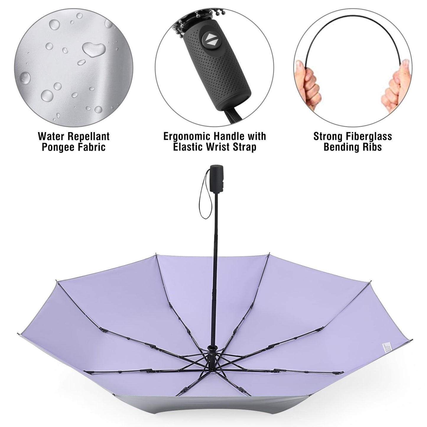 G4Free UPF 50+ UV Protection Large Travel Umbrella 42/46 Inch Auto Open Close Windproof Sun Blocking Umbrella