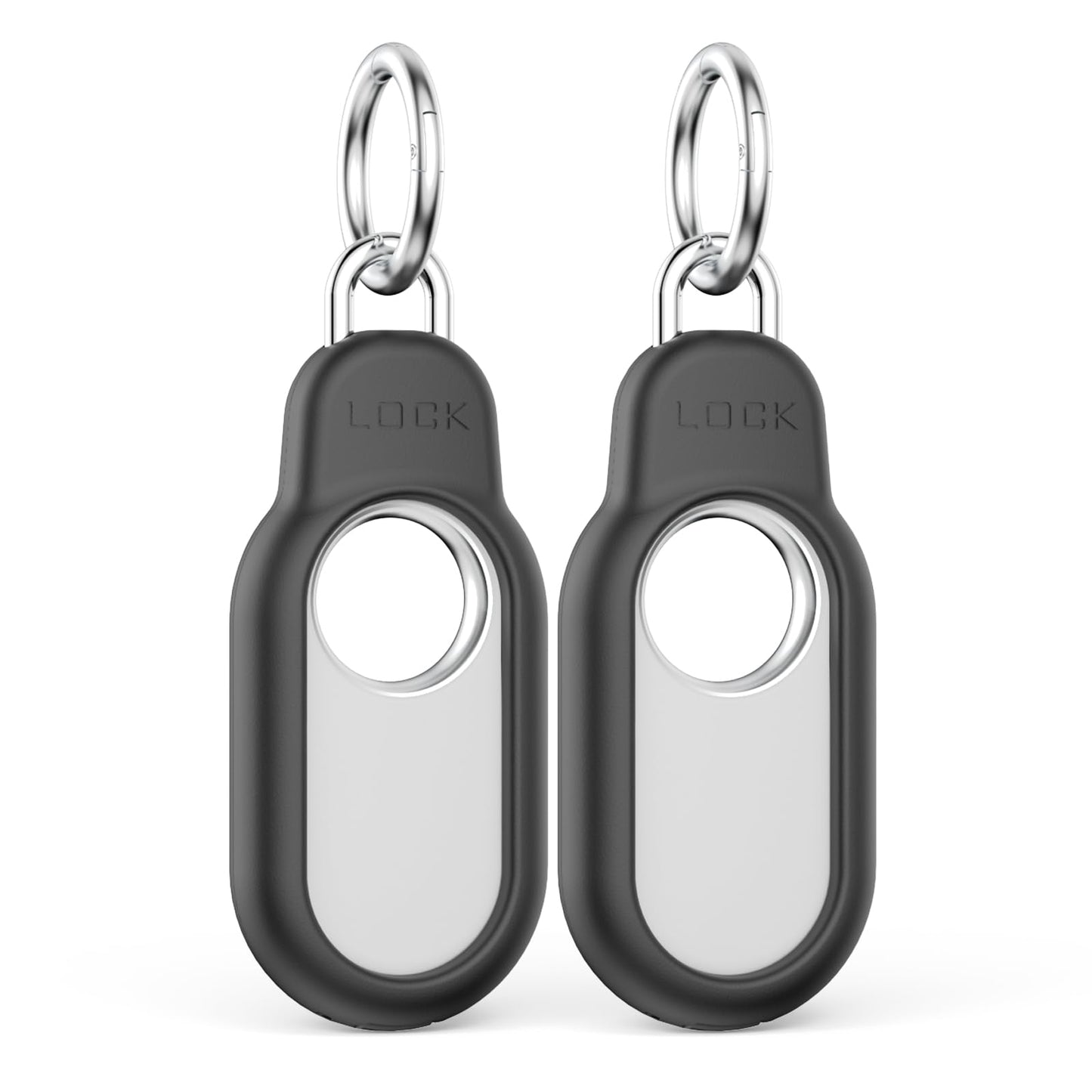 2 Pack Compatible with Samsung Galaxy Smart Tag 2 Case TUDIOW Secure Holder with Wire Cable Lock for Smart Tag 2 Anti-Lost Protective Cover for Samsung Galaxy SmartTag 2 (Black+White)