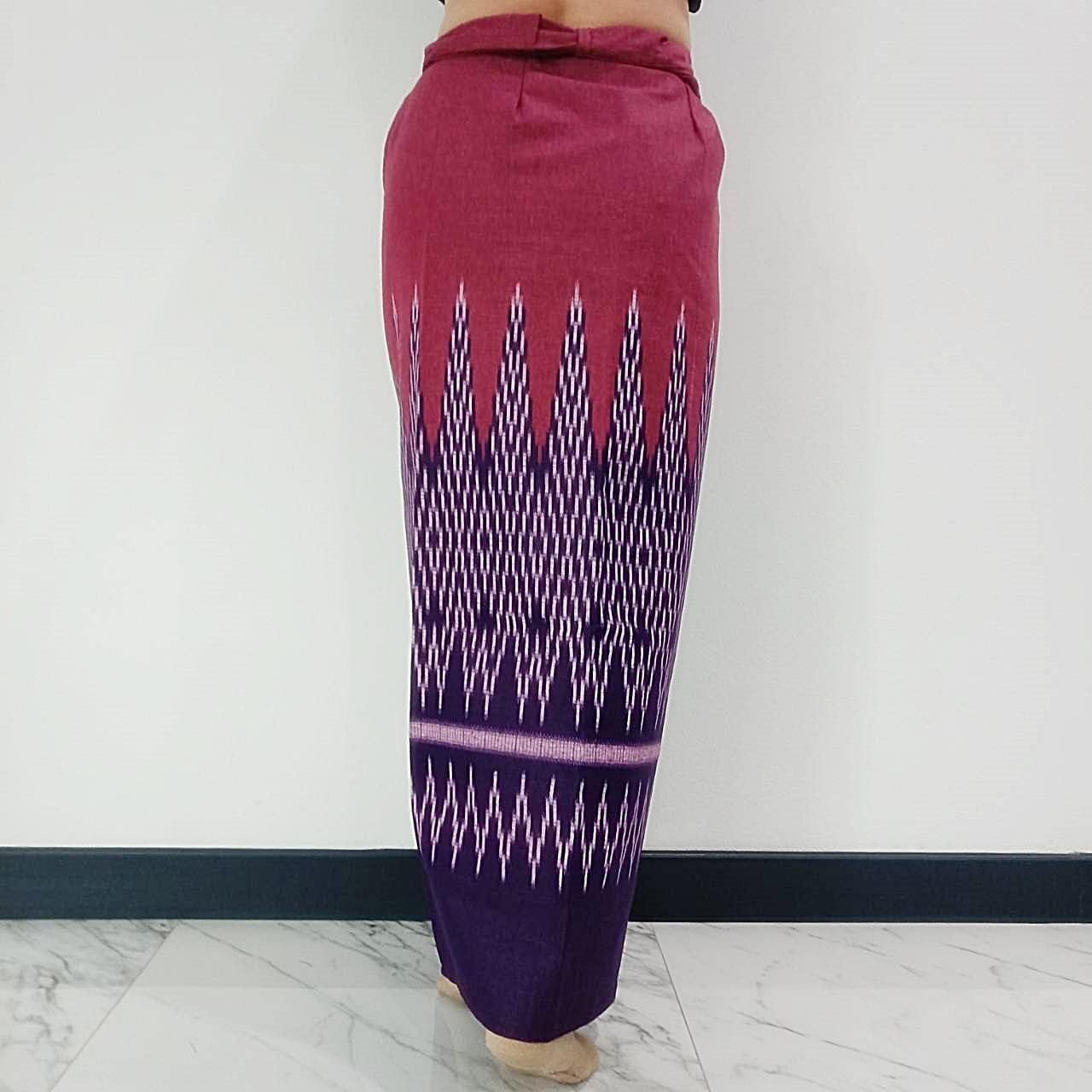 Sarong Free Size Cotton Printed Purple Fashion Ladies Clothing Long Wrap Skirt Womens Thai Traditional Striped High Waist Boho Skirts Formal Tie, Length: 100 cm, Width: 125 cm