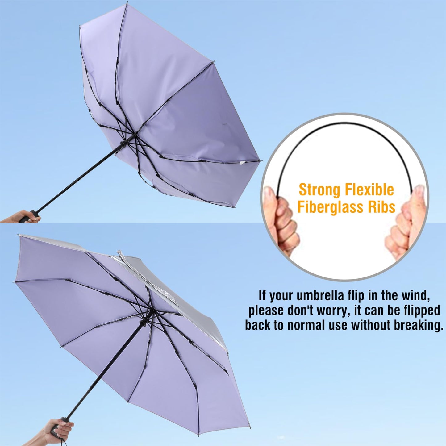G4Free UPF 50+ UV Protection Large Travel Umbrella 42/46 Inch Auto Open Close Windproof Sun Blocking Umbrella