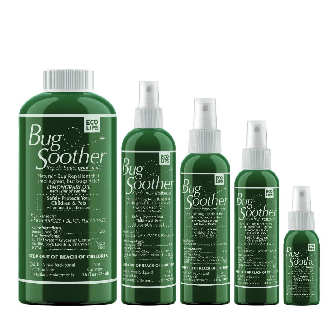 Bug Soother Spray (3, 4oz) - Natural Mosquito, Gnat & Insect Deterrent & Repellent with Essential Oils - 100% DEET-Free Safe for Adults, Babies, Pets, & Environment - Made in USA - Includes 1 oz