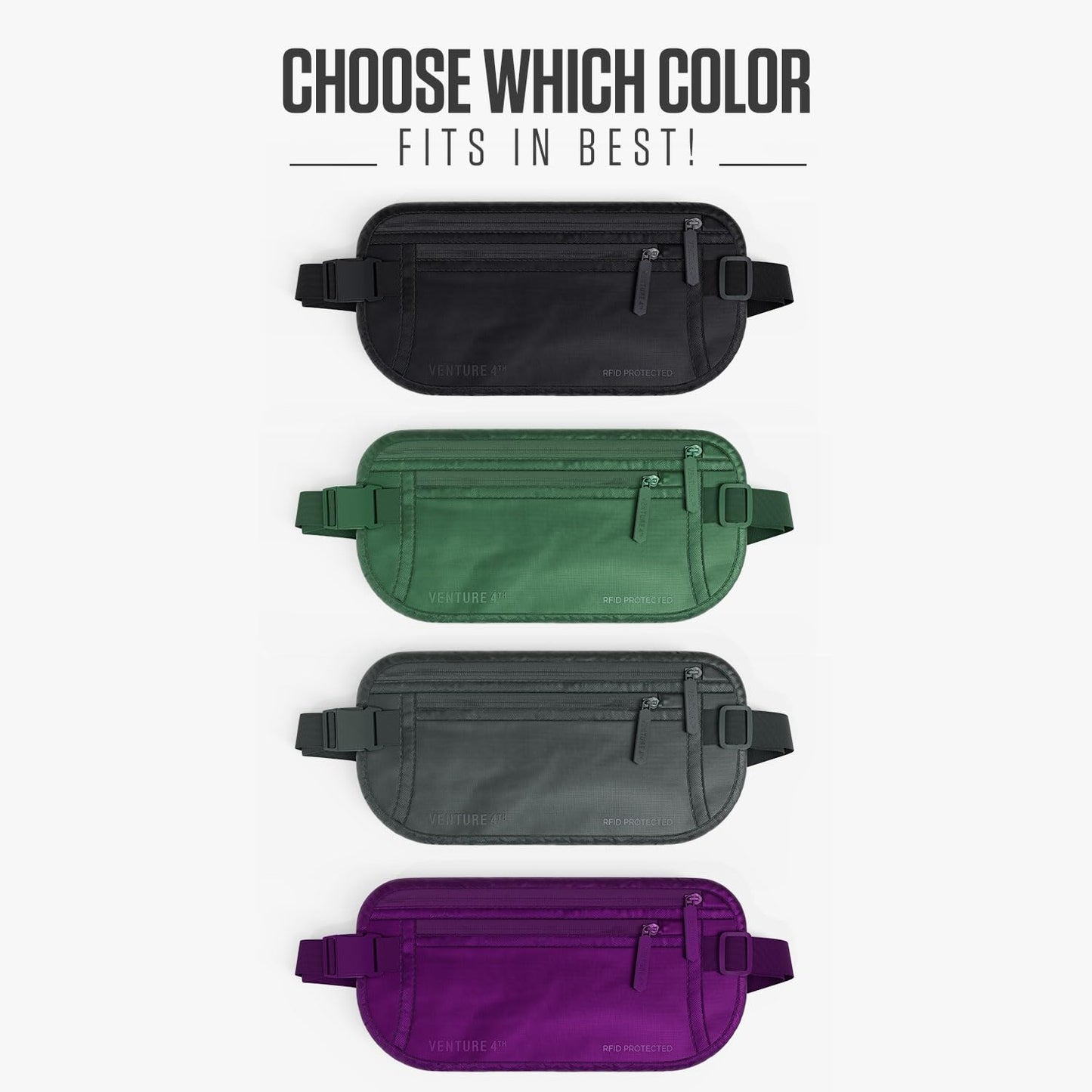 VENTURE 4TH Travel Money Belt - RFID Blocking (Gray)