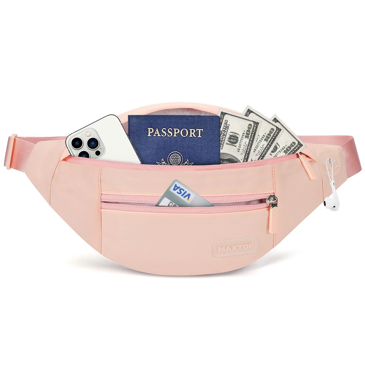 MAXTOP Large Crossbody Fanny Pack with 4-Zipper Pockets,Gifts for Enjoy Sports Festival Workout Traveling Running Casual Hands-Free Wallets Waist Pack Phone Bag Carrying All Phones