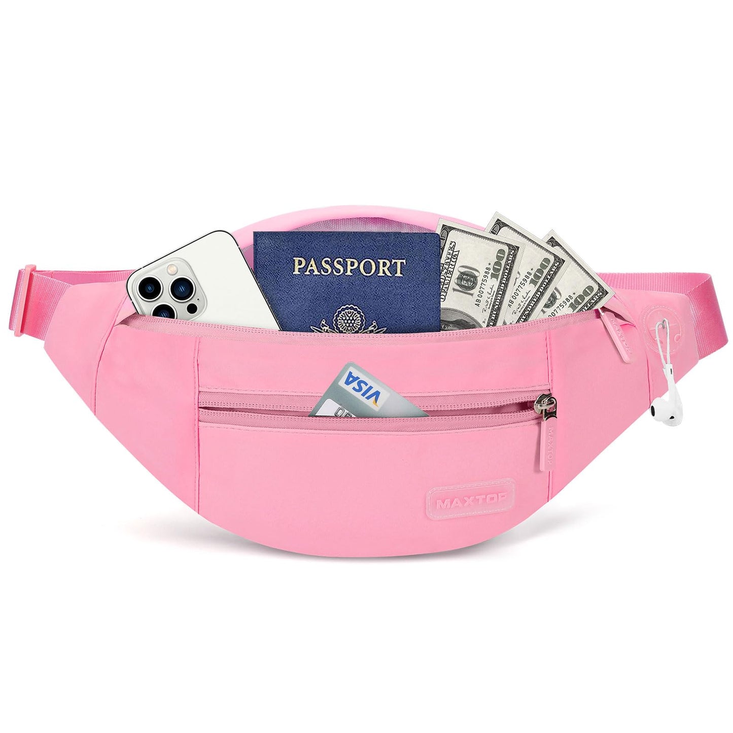MAXTOP Large Crossbody Fanny Pack with 4-Zipper Pockets,Gifts for Enjoy Sports Festival Workout Traveling Running Casual Hands-Free Wallets Waist Pack Phone Bag Carrying All Phones