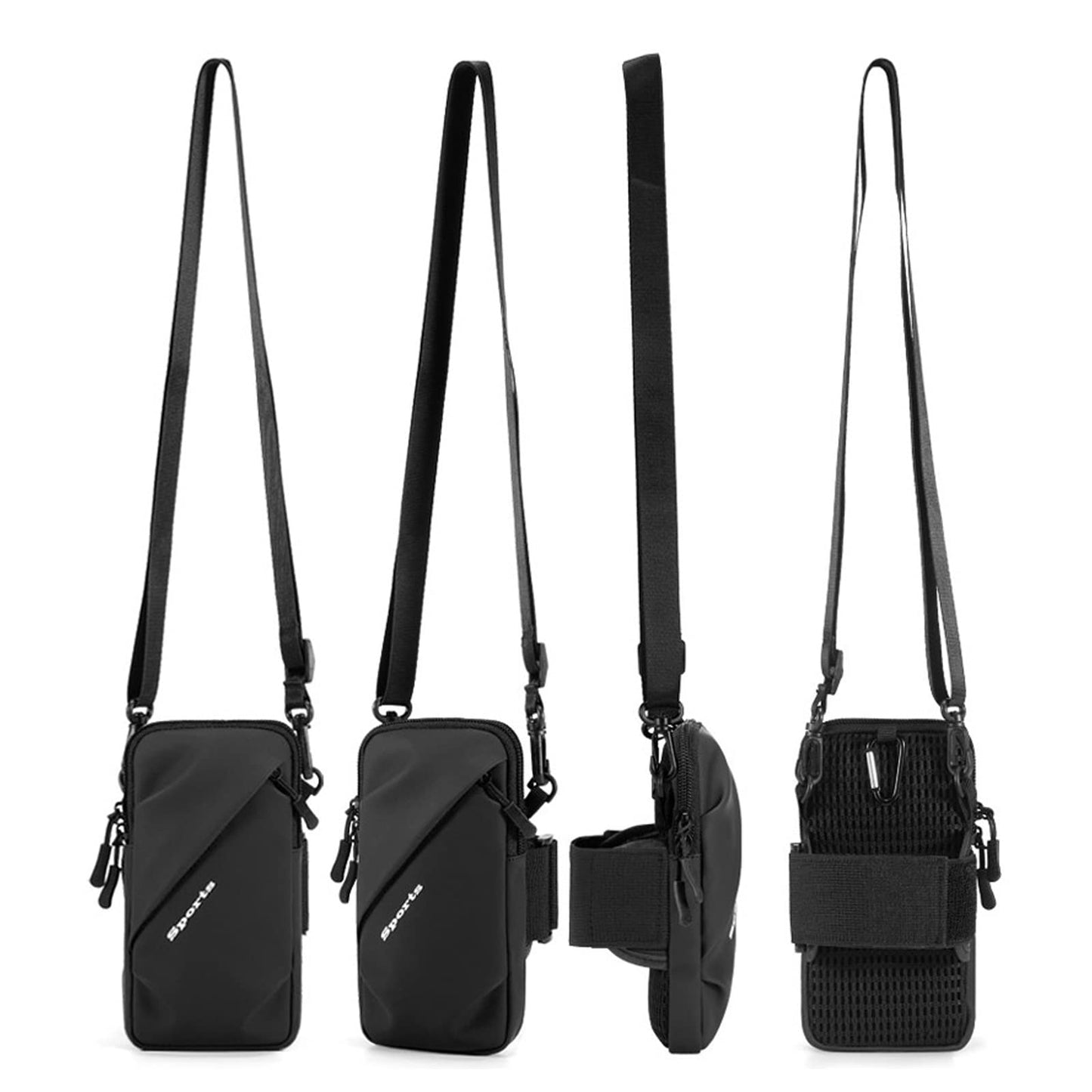 Cell Phone Holder, Small Crossbody Shoulder Holsters Bag with Arm Band, Fits iPhone and Android, Use for Running, Walking, Hiking & Biking (6.7 Inches, Red)