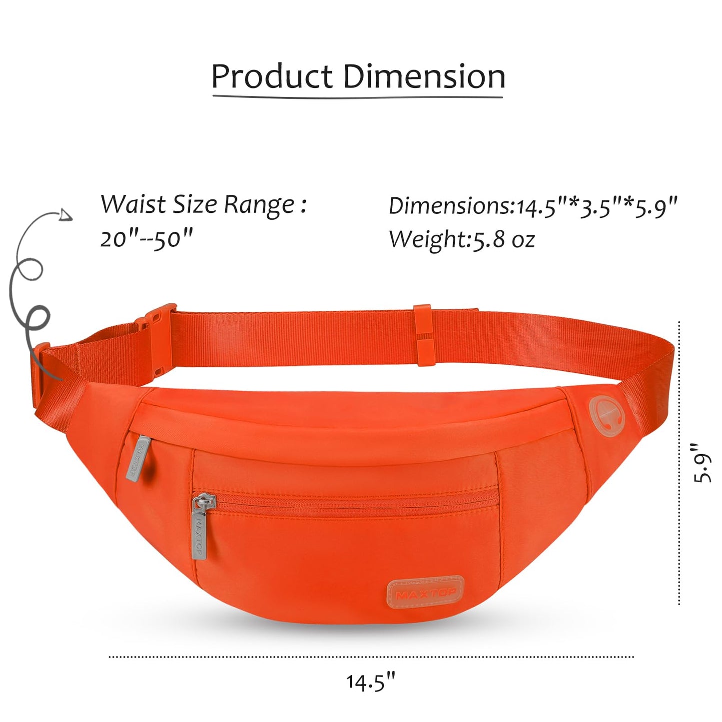 MAXTOP Large Crossbody Fanny Pack with 4-Zipper Pockets,Gifts for Enjoy Sports Festival Workout Traveling Running Casual Hands-Free Wallets Waist Pack Phone Bag Carrying All Phones