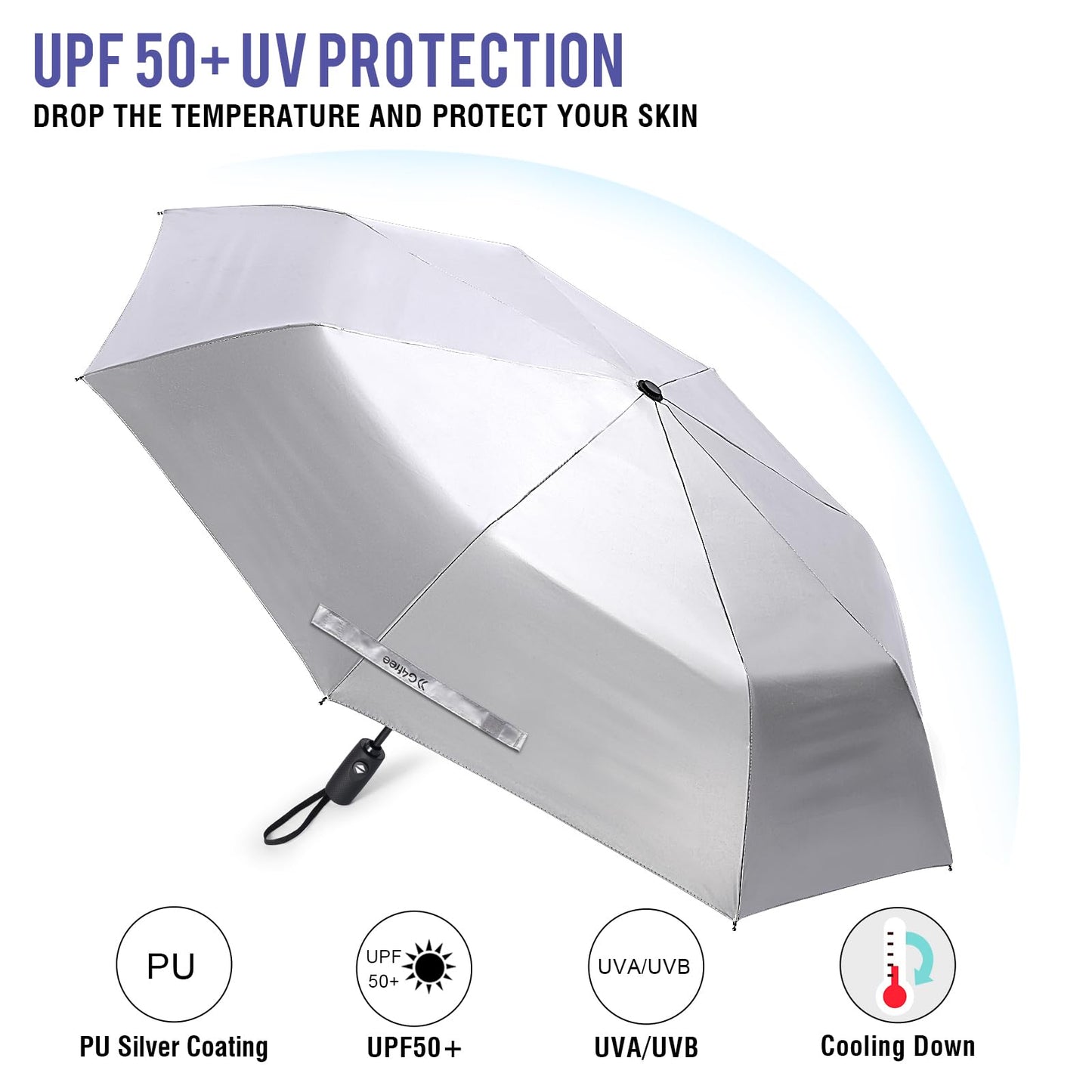 G4Free UPF 50+ UV Protection Large Travel Umbrella 42/46 Inch Auto Open Close Windproof Sun Blocking Umbrella